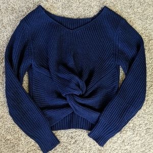 Navy blue front knot sweater